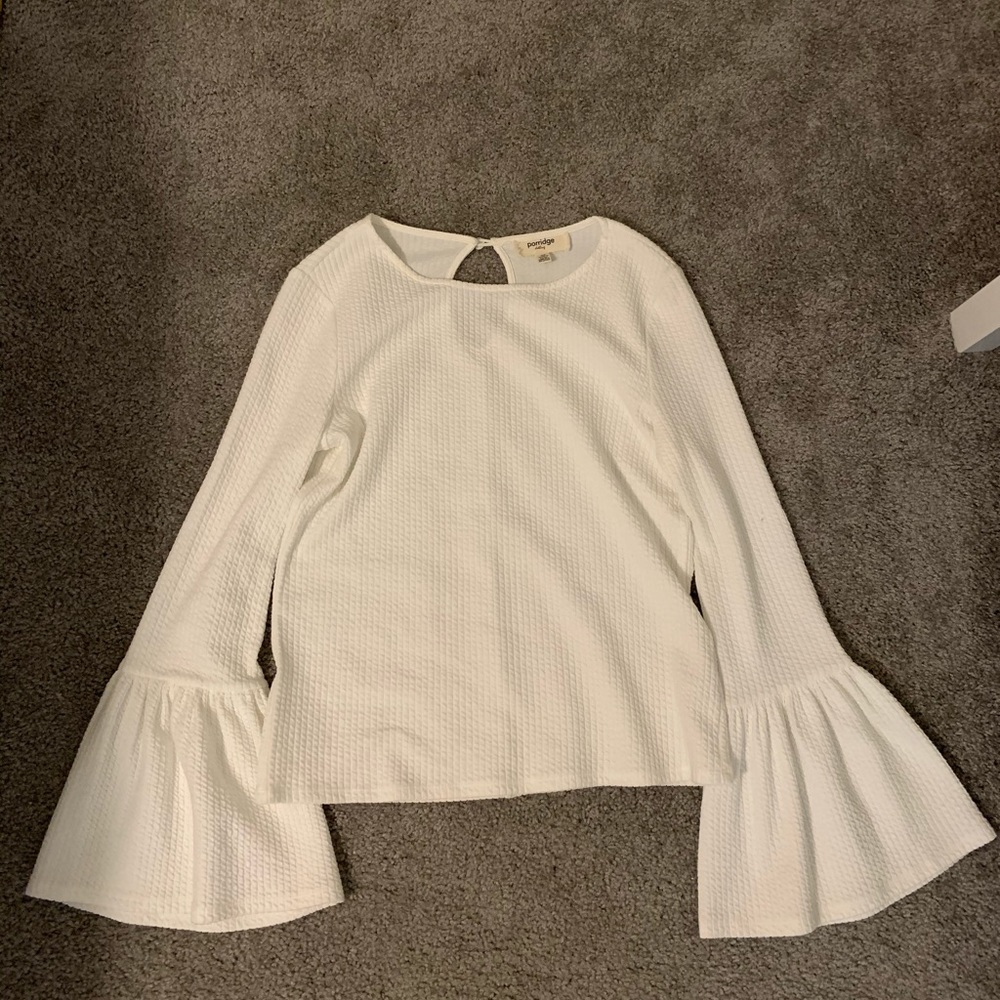Anthropologie White Bell Sleeve Top! Brand New!
